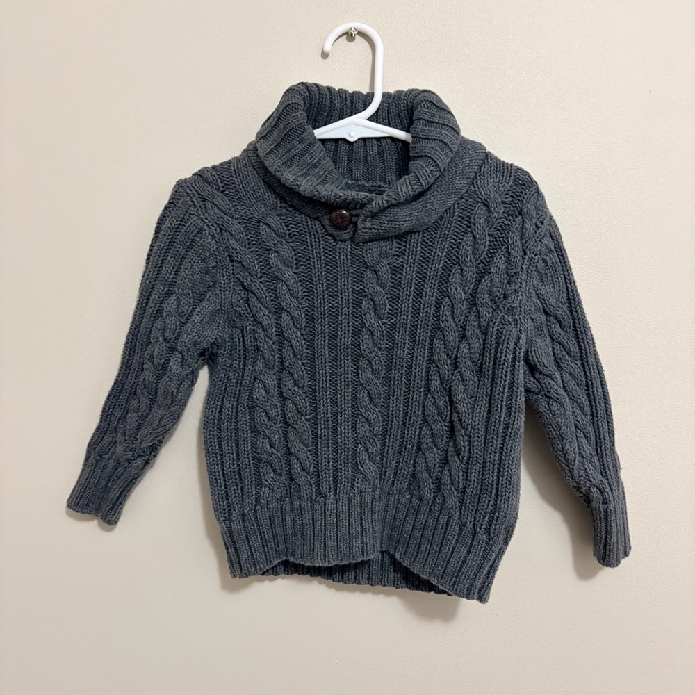 Old Navy Charcoal Cable Knit Turtleneck Sweater Kids Boys 3T